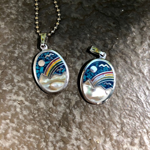 Jewelry - Abalone MOP Mountain Inlay Pendant